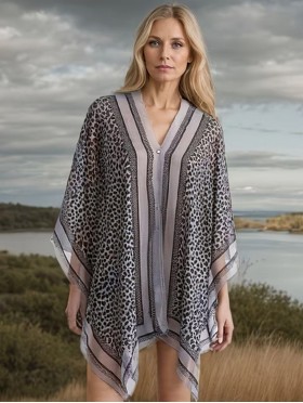 Reversible Pearl Chiffon Top with Leopard Print